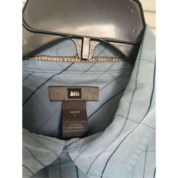 REI men’s Long sleeve button down Shirt Blue Striped Size L - Picture 8 of 8